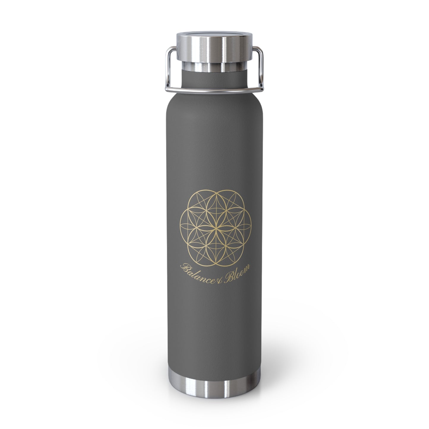 Water Bottle - Flower of Life Design with Balance and Bloom - 22oz