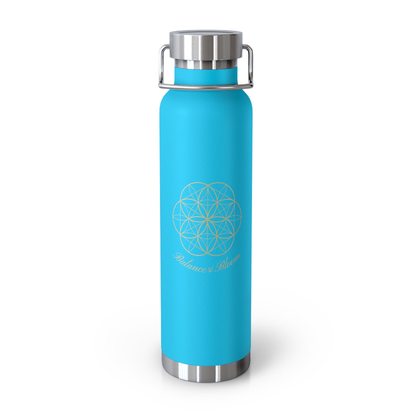 Water Bottle - Flower of Life Design with Balance and Bloom - 22oz
