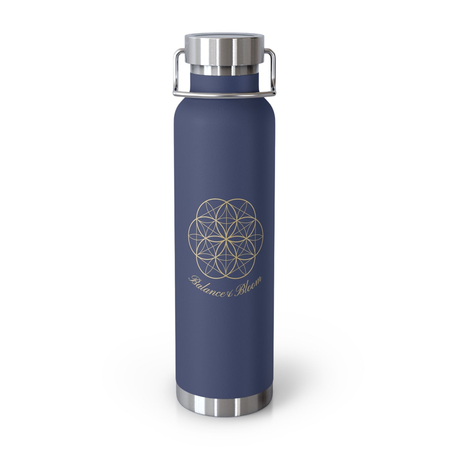 Water Bottle - Flower of Life Design with Balance and Bloom - 22oz