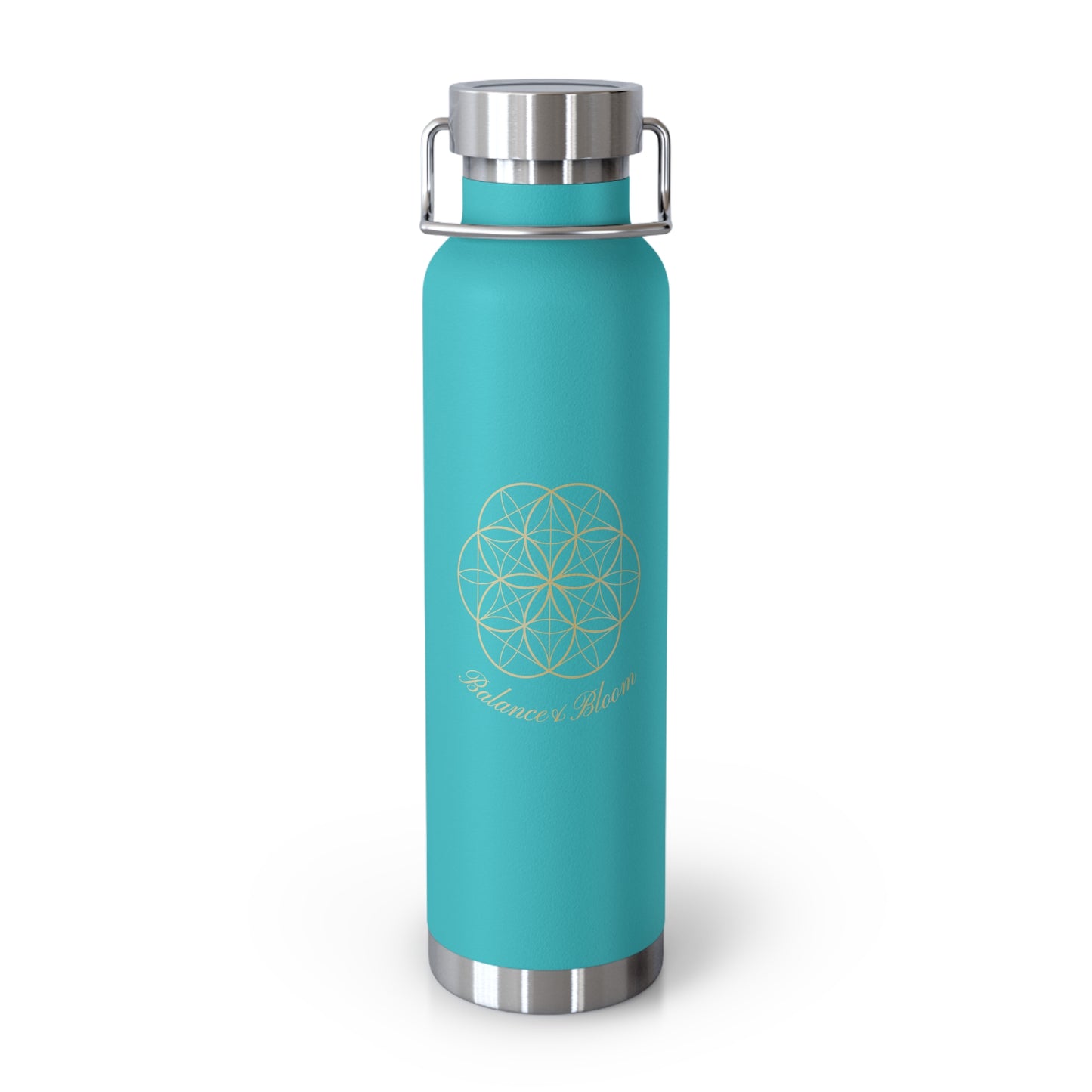 Water Bottle - Flower of Life Design with Balance and Bloom - 22oz