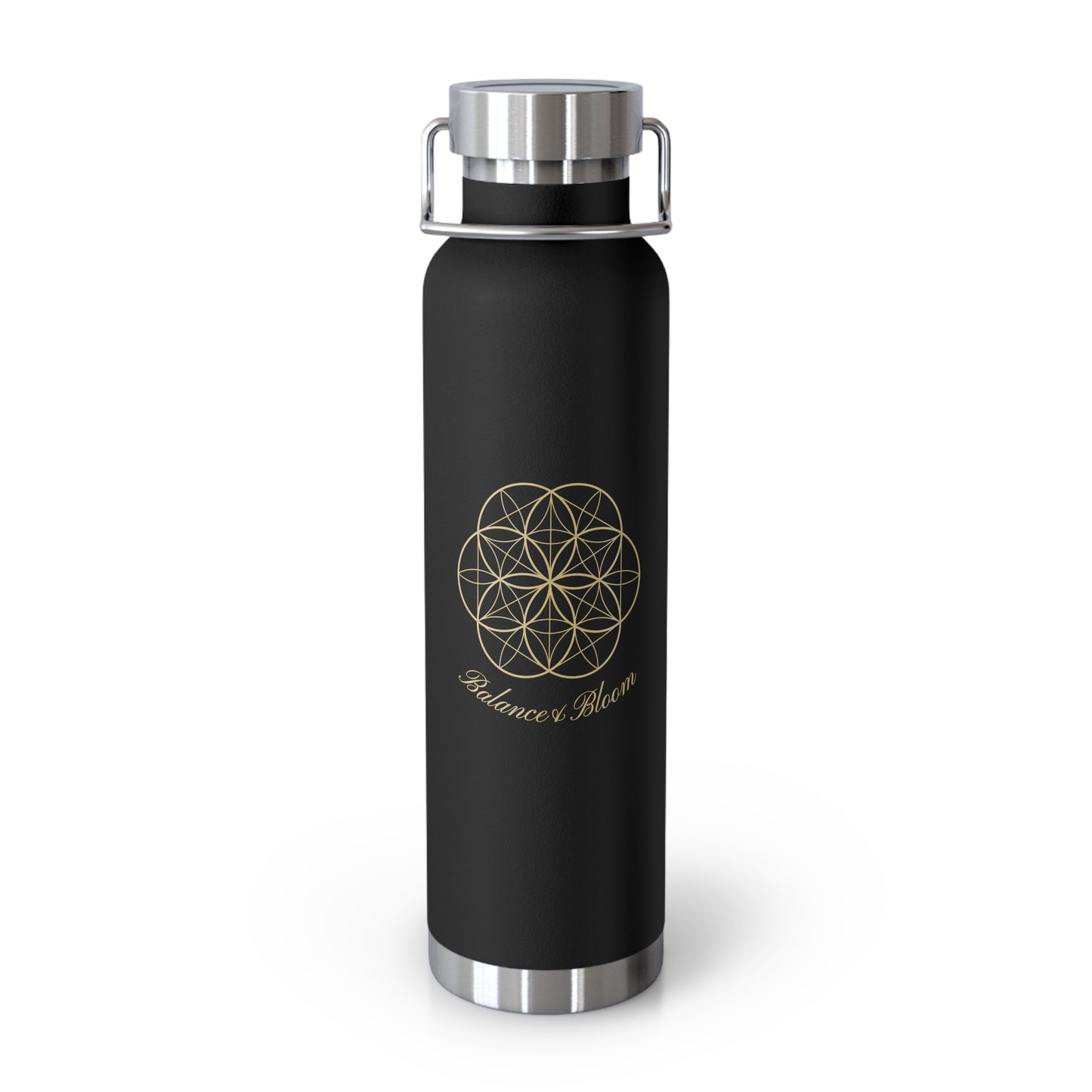 Water Bottle - Flower of Life Design with Balance and Bloom - 22oz