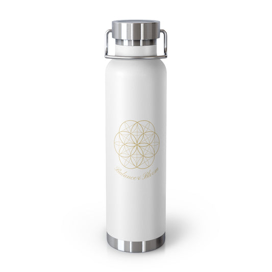 Water Bottle - Flower of Life Design with Balance and Bloom - 22oz